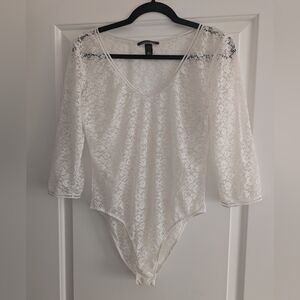 Victoria's Secret White Lace Bodysuit‎